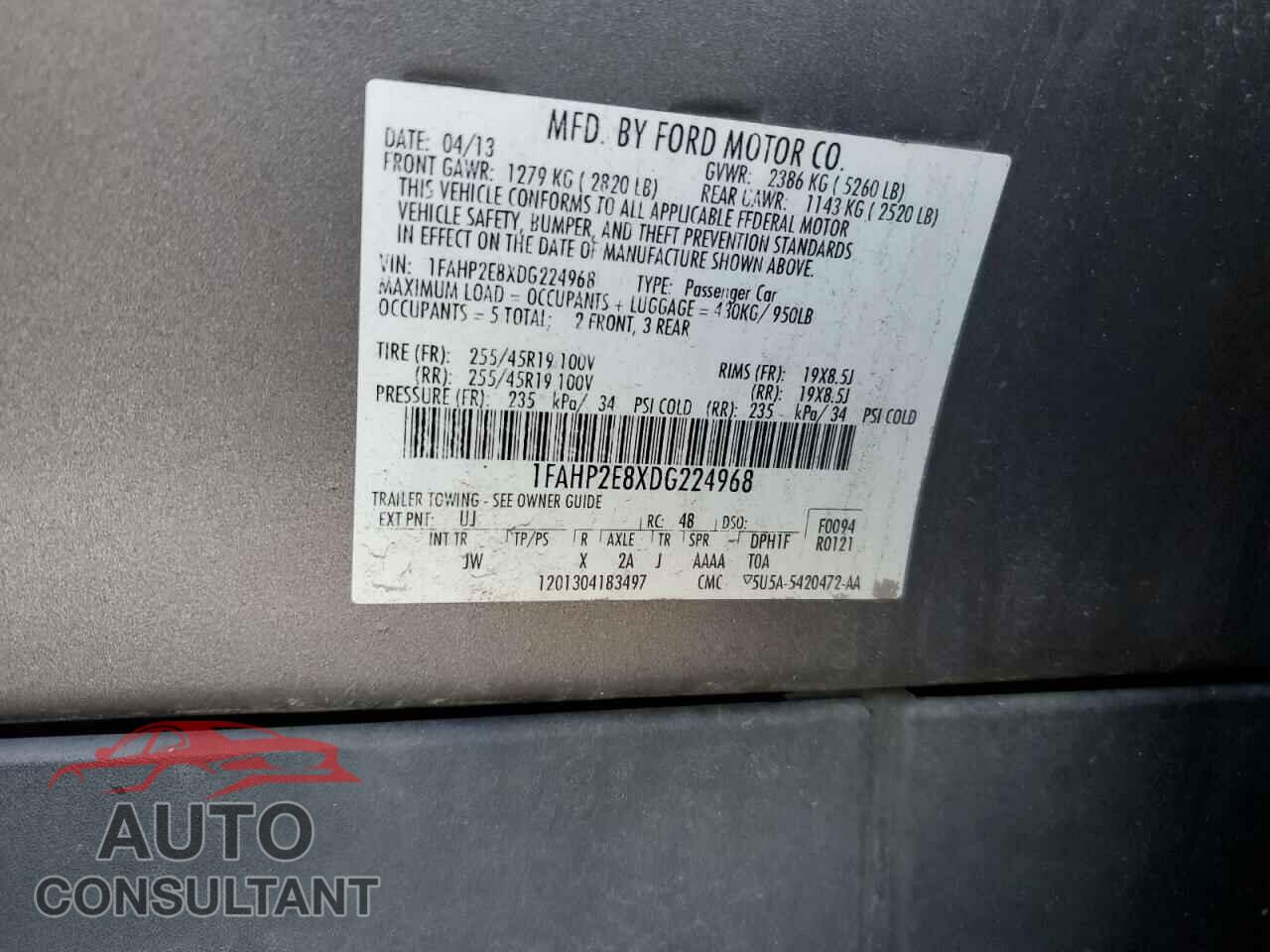 FORD TAURUS 2013 - 1FAHP2E8XDG224968
