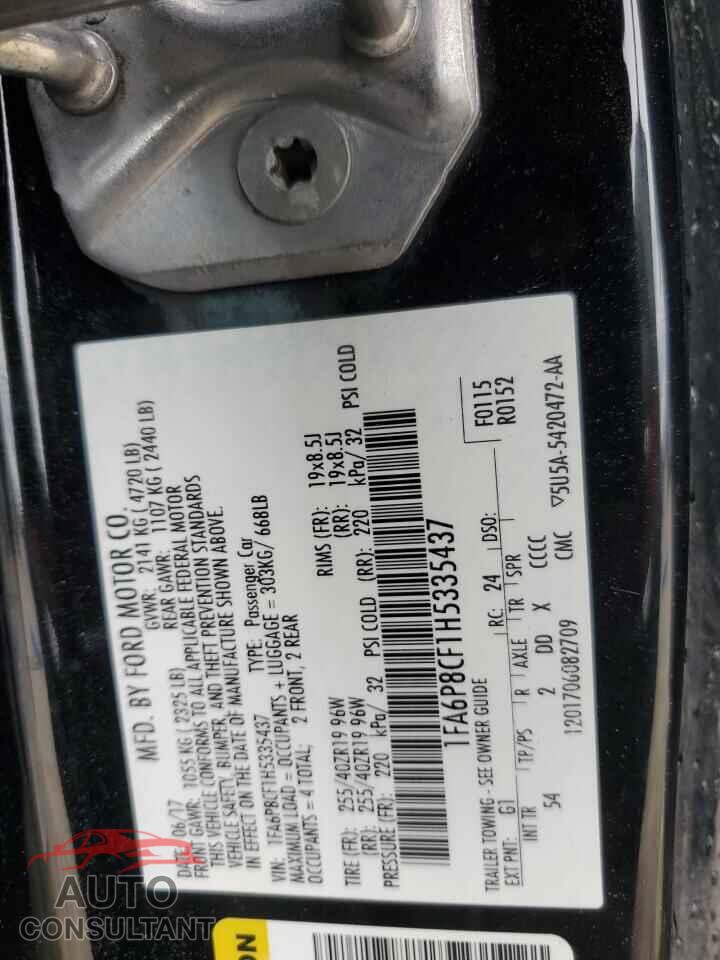 FORD MUSTANG 2017 - 1FA6P8CF1H5335437
