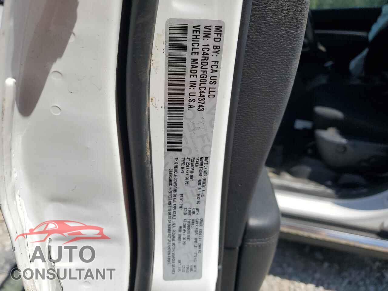 DODGE DURANGO 2020 - 1C4RDJFG0LC443743