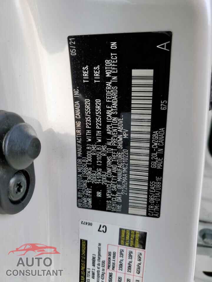 LEXUS RX350 2021 - 2T2HZMAA1MC210220