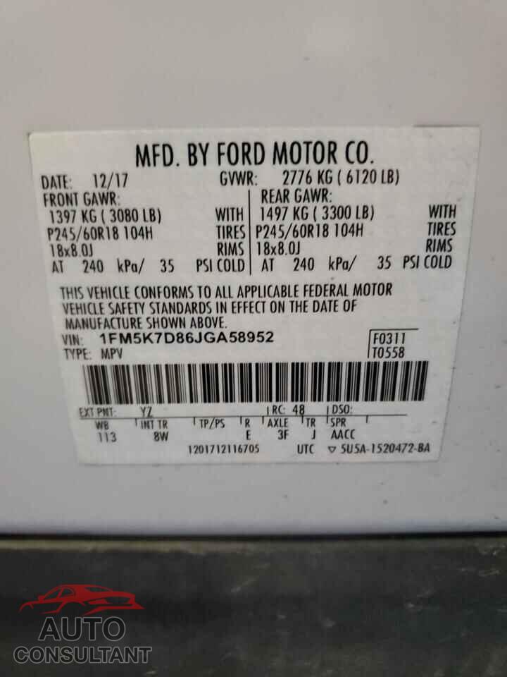 FORD EXPLORER 2018 - 1FM5K7D86JGA58952
