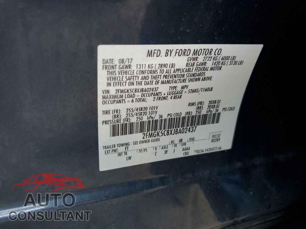 FORD FLEX 2018 - 2FMGK5C8XJBA02437
