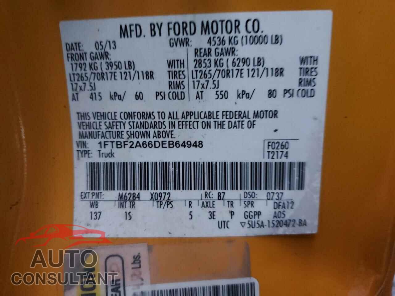FORD F250 2013 - 1FTBF2A66DEB64948