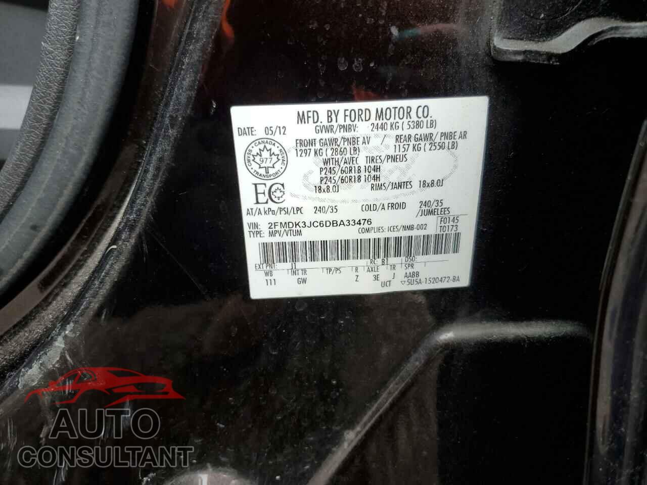 FORD EDGE 2013 - 2FMDK3JC6DBA33476