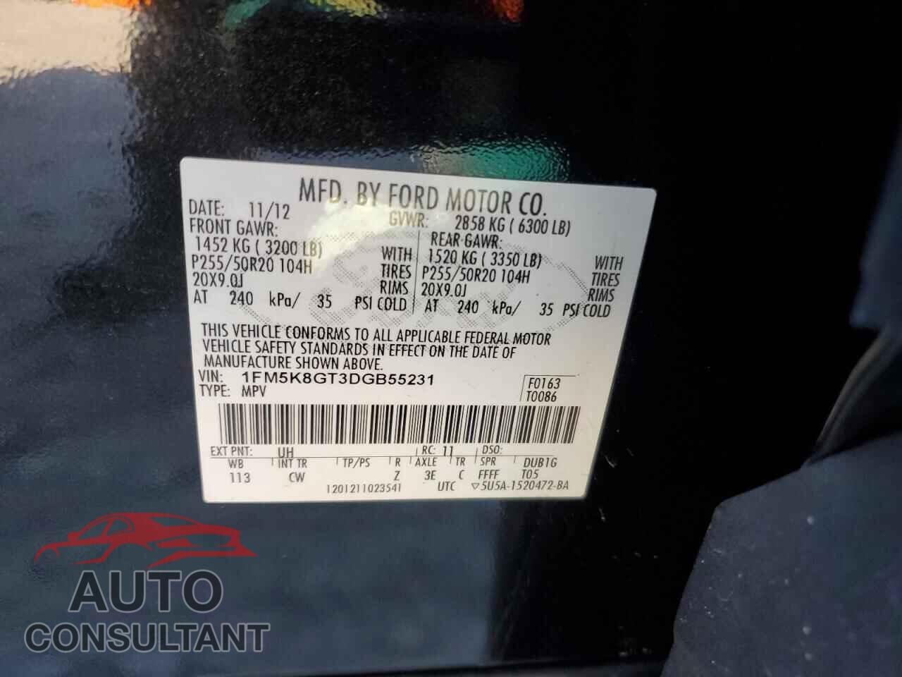 FORD EXPLORER 2013 - 1FM5K8GT3DGB55231