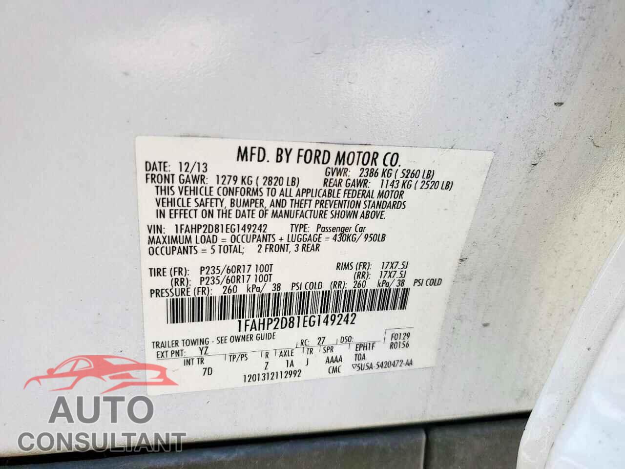 FORD TAURUS 2014 - 1FAHP2D81EG149242