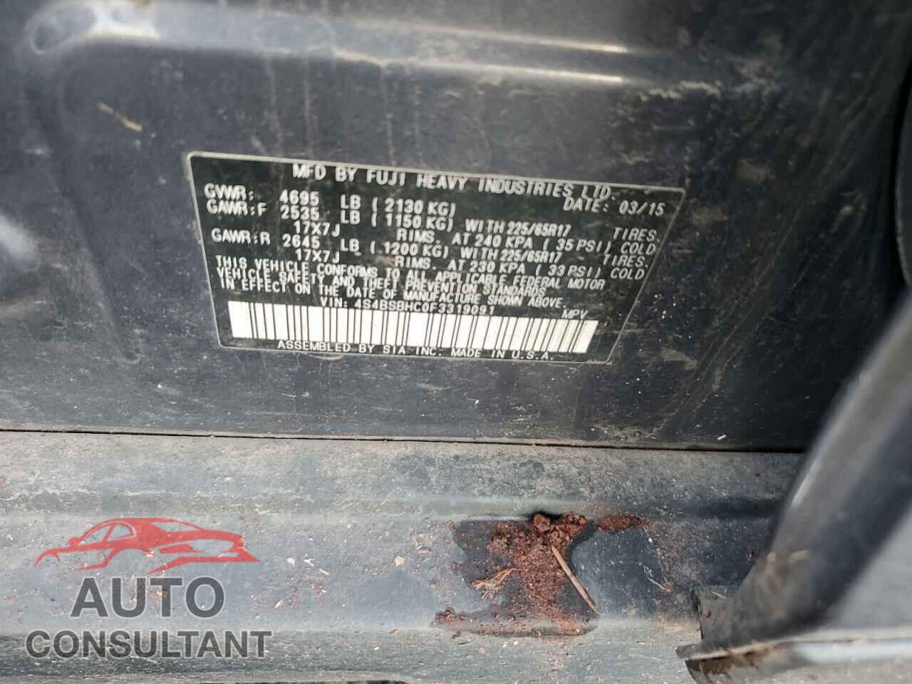 SUBARU OUTBACK 2015 - 4S4BSBHC0F3319091