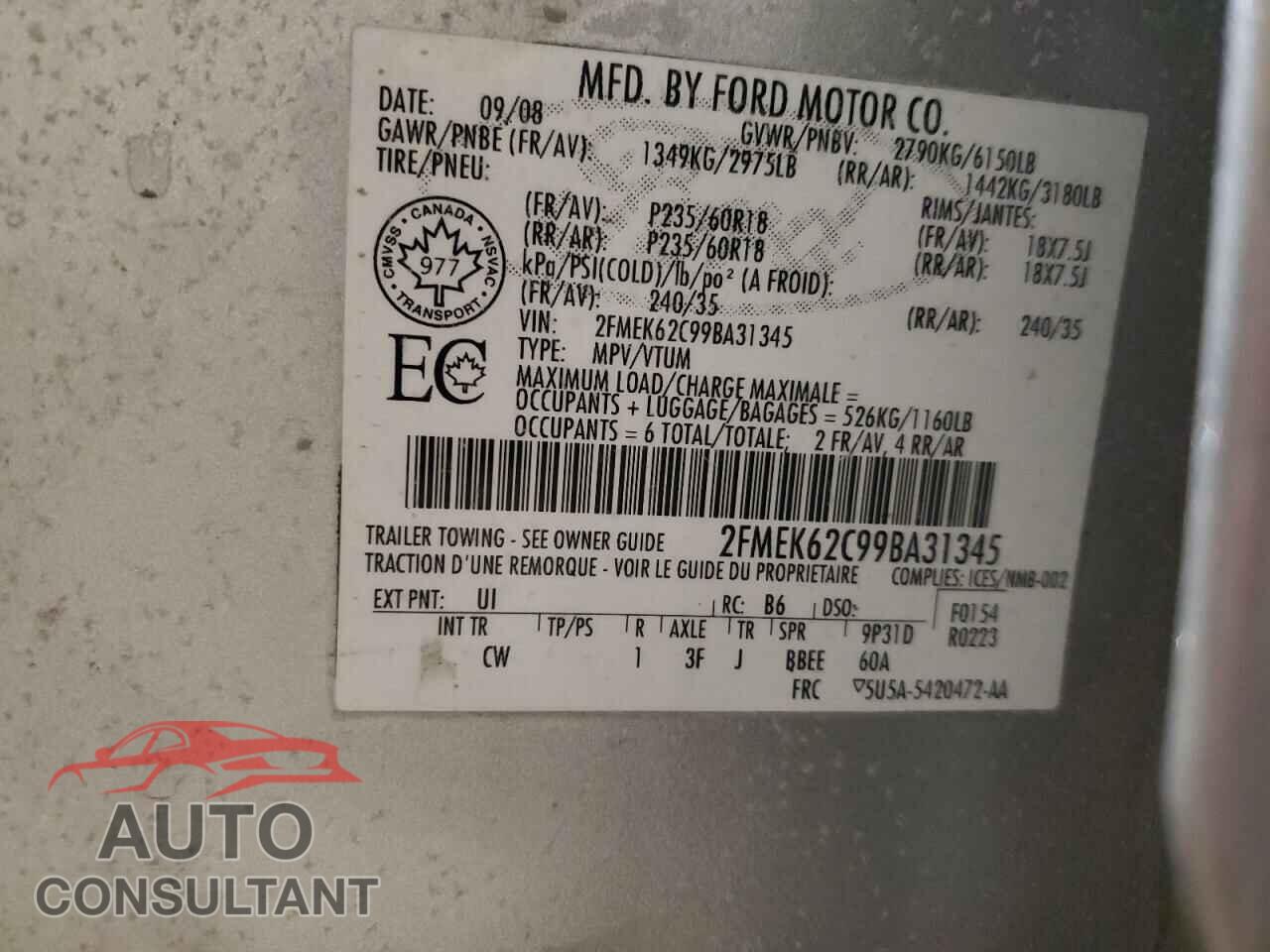 FORD FLEX 2009 - 2FMEK62C99BA31345