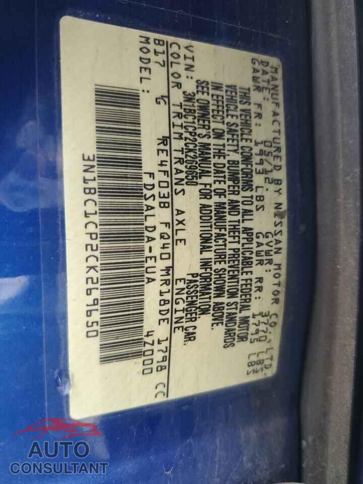 NISSAN VERSA 2012 - 3N1BC1CP2CK269650
