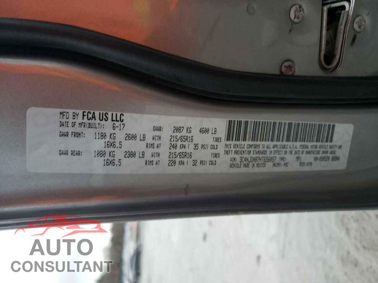 JEEP COMPASS 2017 - 3C4NJDAB7HT656057