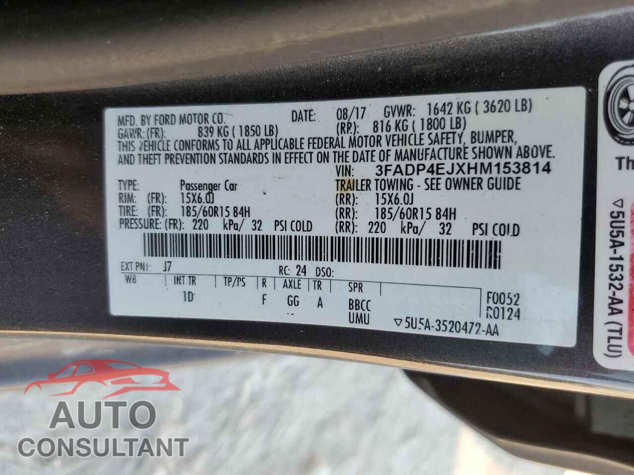 FORD FIESTA 2017 - 3FADP4EJXHM153814