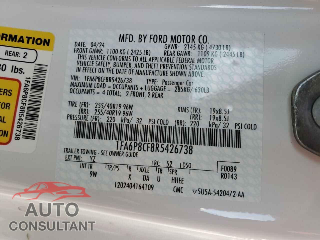 FORD MUSTANG 2024 - 1FA6P8CF8R5426738