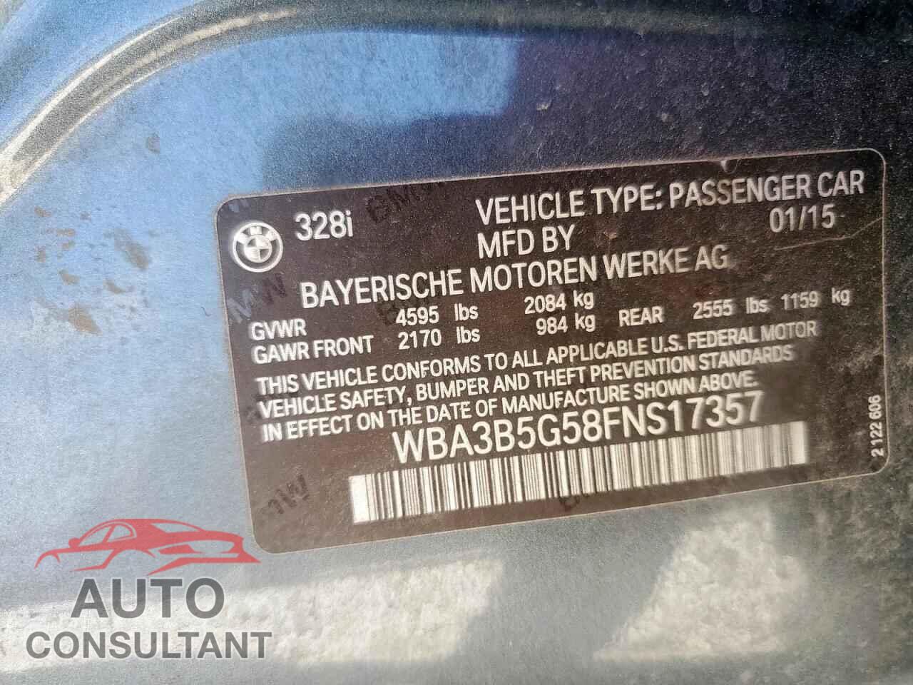BMW 3 SERIES 2015 - WBA3B5G58FNS17357
