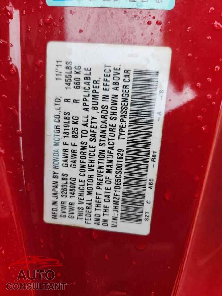 HONDA CRZ 2012 - JHMZF1D65CS001629