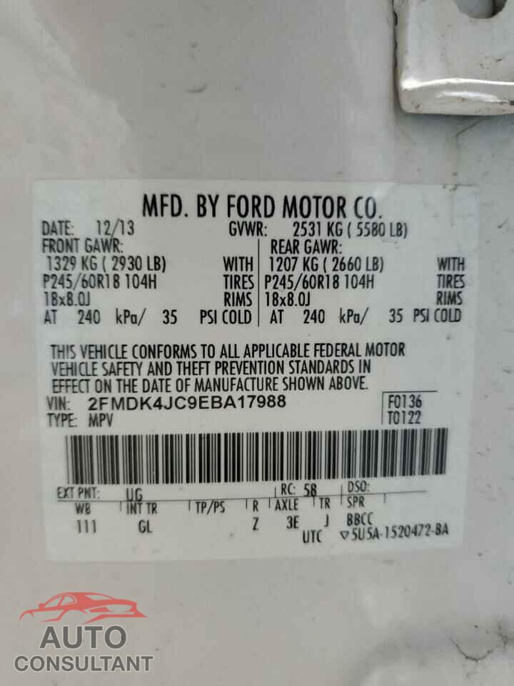 FORD EDGE 2014 - 2FMDK4JC9EBA17988