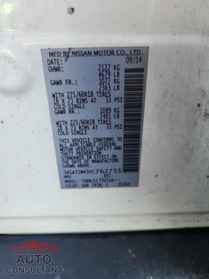 NISSAN ROGUE 2015 - 5N1AT2MV3FC762755