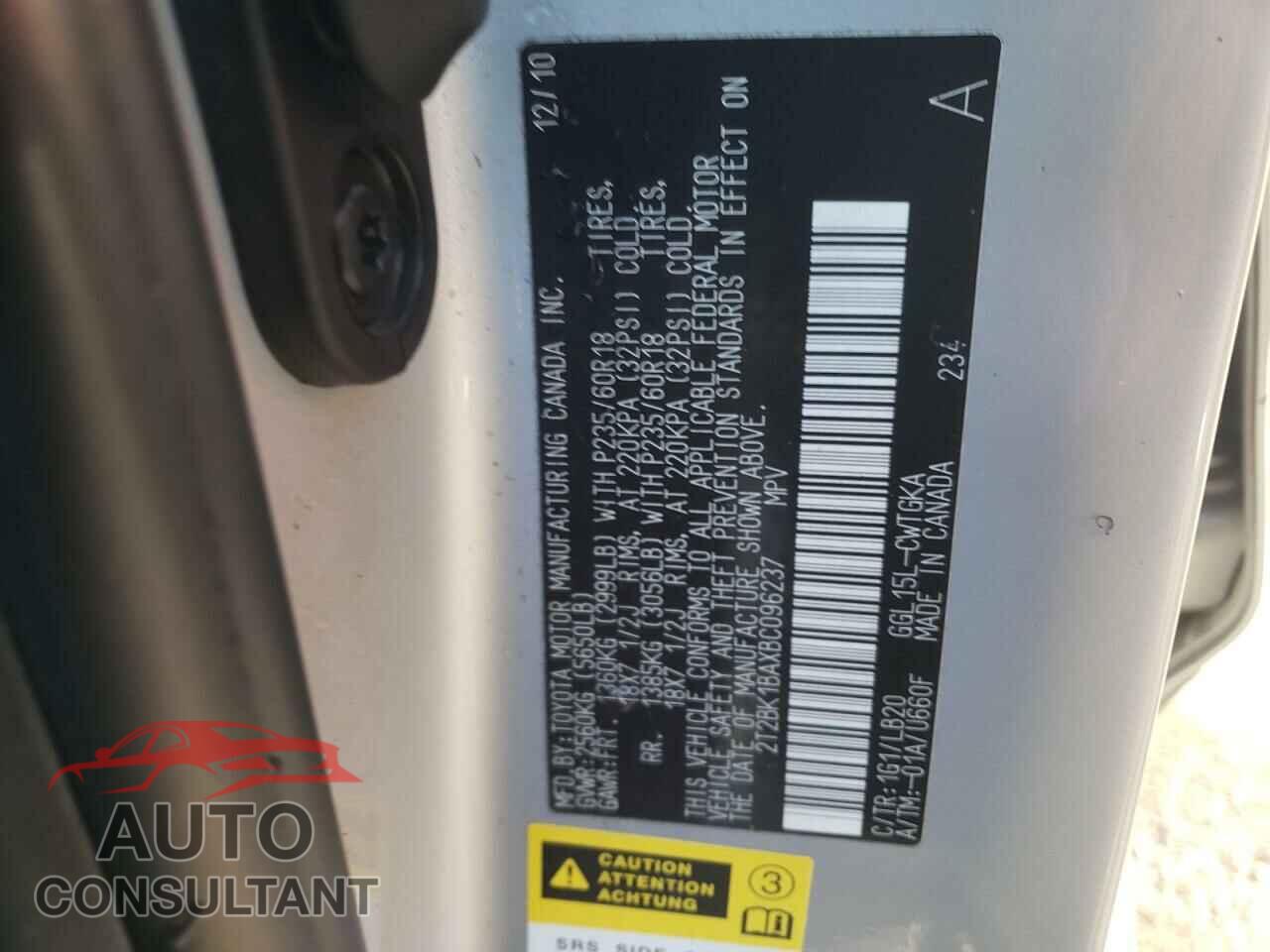 LEXUS RX350 2011 - 2T2BK1BAXBC096237
