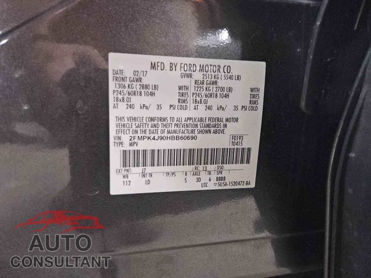 FORD EDGE 2017 - 2FMPK4J90HBB60690