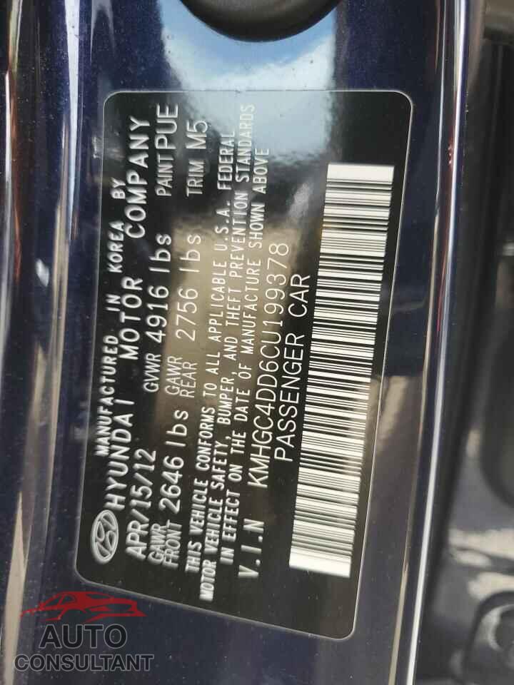 HYUNDAI GENESIS 2012 - KMHGC4DD6CU199378