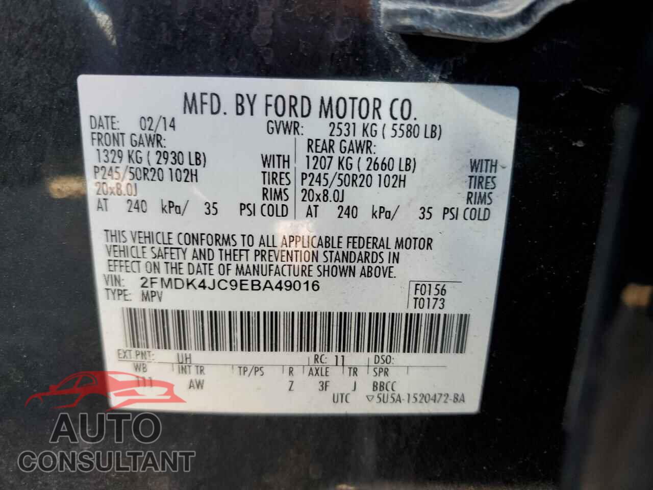FORD EDGE 2014 - 2FMDK4JC9EBA49016