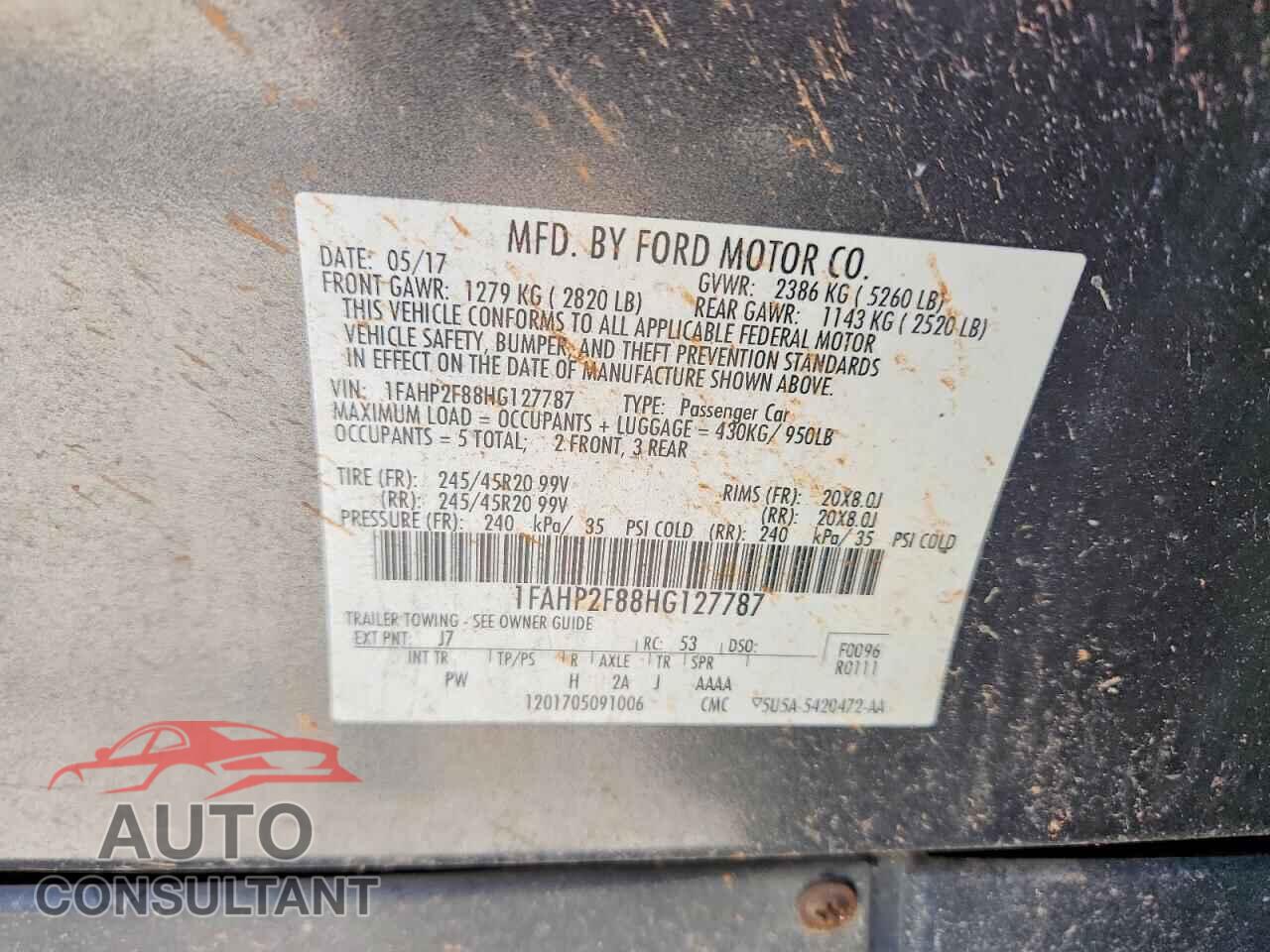 FORD TAURUS 2017 - 1FAHP2F88HG127787