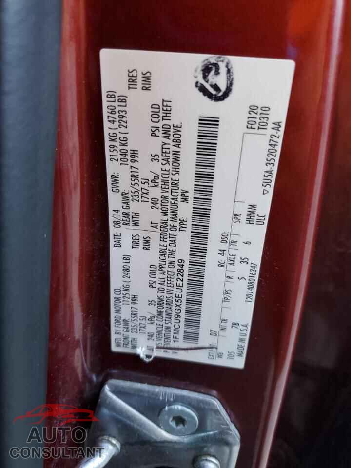 FORD ESCAPE 2014 - 1FMCU9GX5EUE22849