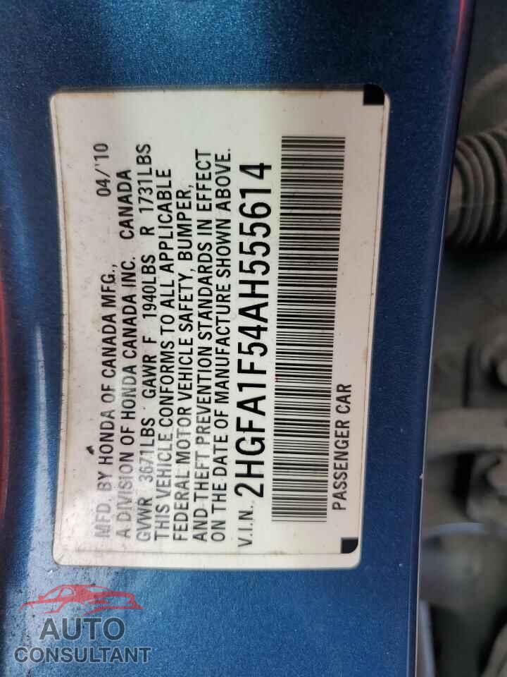 HONDA CIVIC 2010 - 2HGFA1F54AH555614
