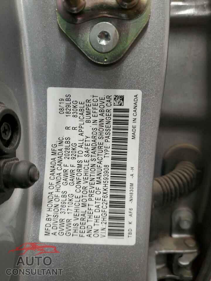 HONDA CIVIC 2019 - 2HGFC2F6XKH593908