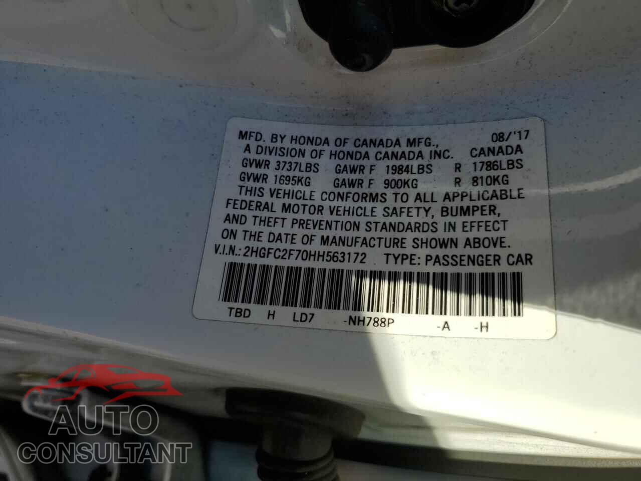 HONDA CIVIC 2017 - 2HGFC2F70HH563172