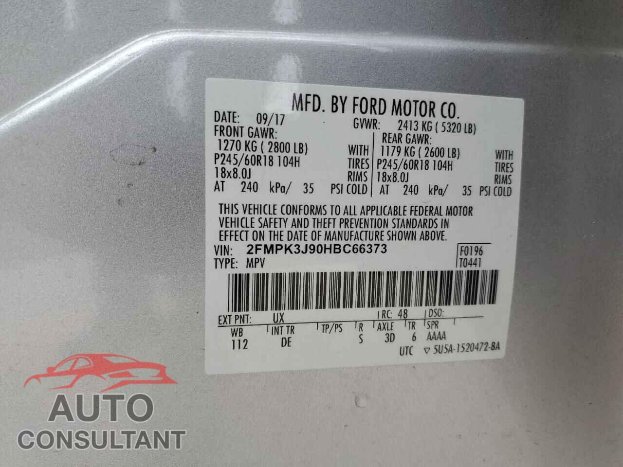 FORD EDGE 2017 - 2FMPK3J90HBC66373