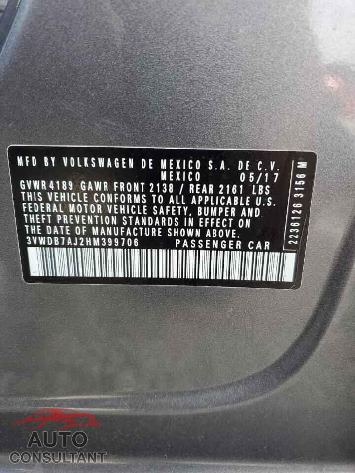 VOLKSWAGEN JETTA 2017 - 3VWDB7AJ2HM399706