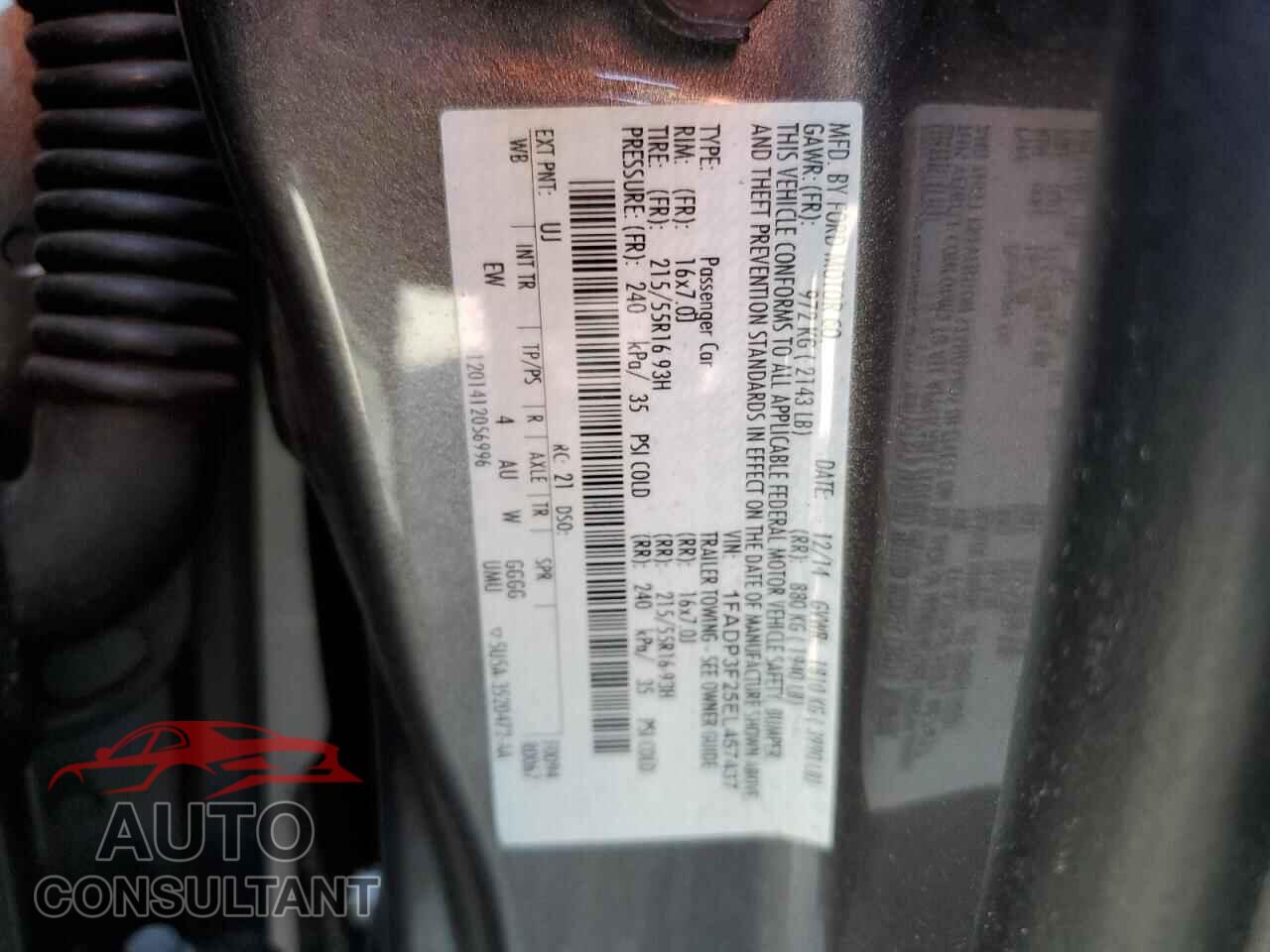 FORD FOCUS 2014 - 1FADP3F25EL457437