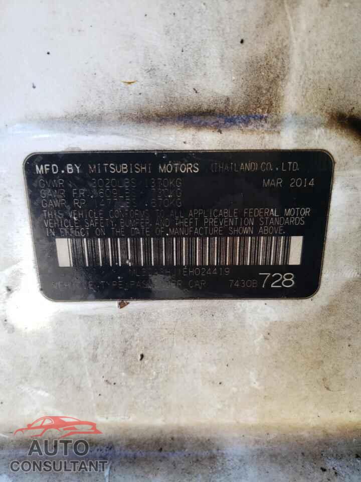 MITSUBISHI MIRAGE 2014 - ML32A3HJ1EH024419