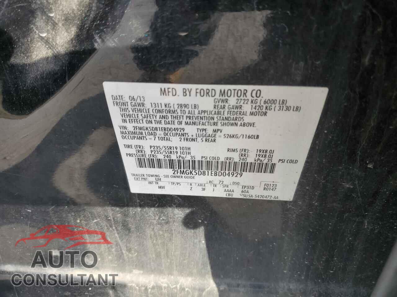 FORD FLEX 2014 - 2FMGK5D81EBD04929
