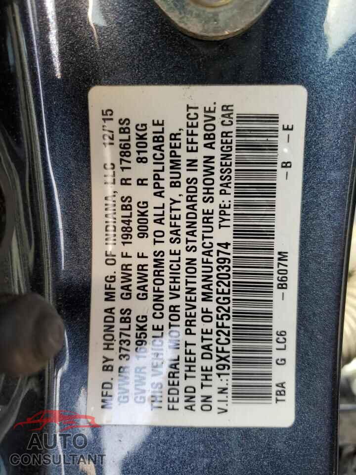 HONDA CIVIC 2016 - 19XFC2F52GE203974