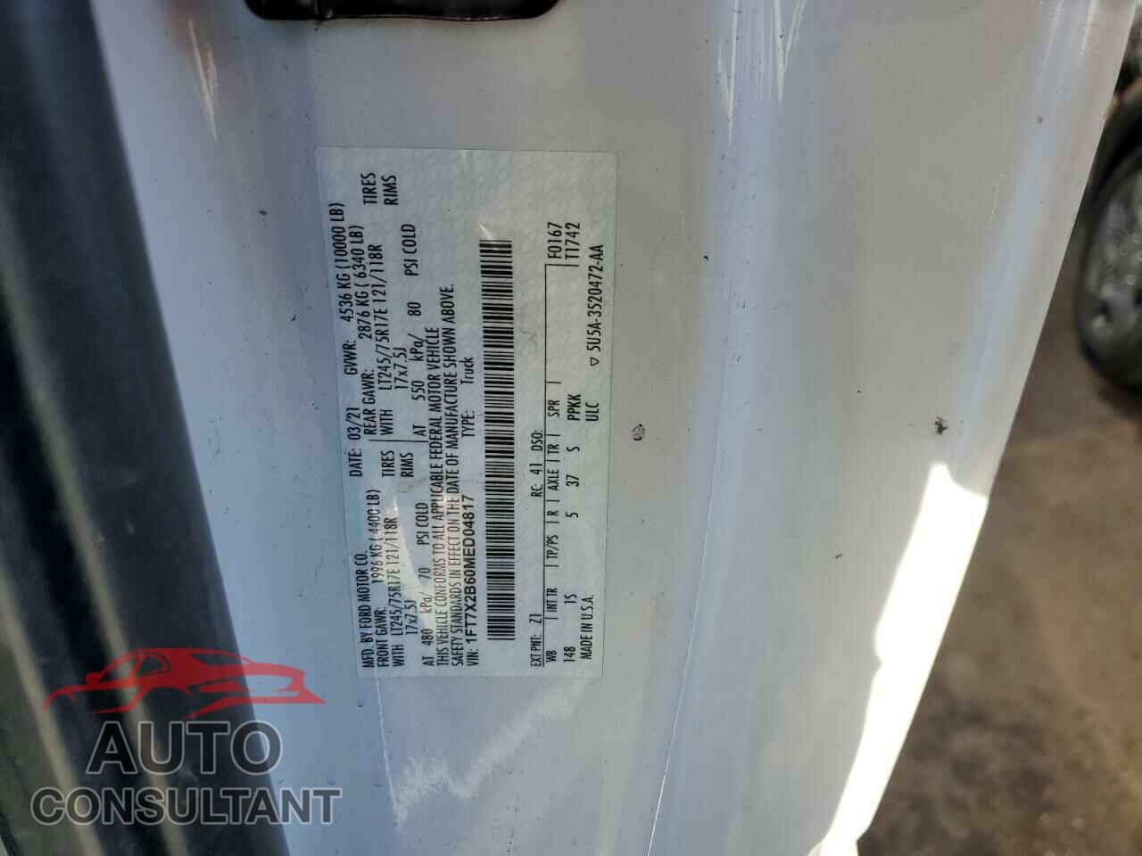 FORD F250 2021 - 1FT7X2B60MED04817