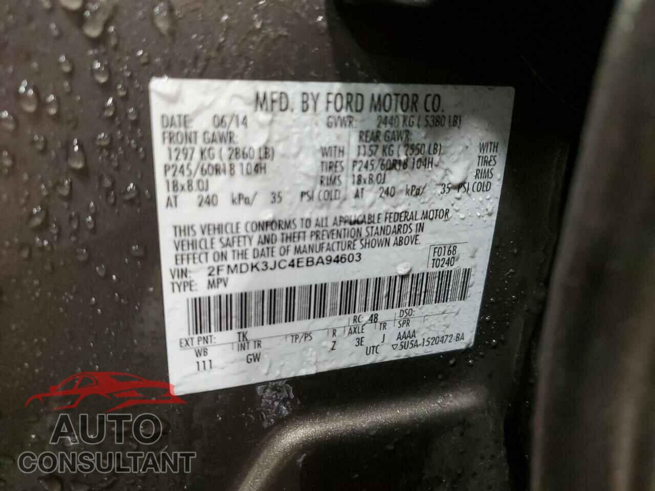 FORD EDGE 2014 - 2FMDK3JC4EBA94603