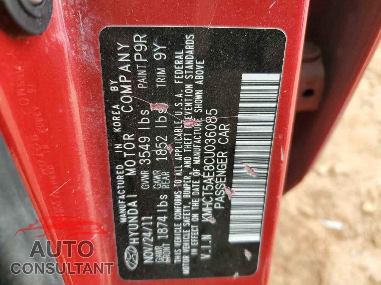 HYUNDAI ACCENT 2012 - KMHCT5AE8CU036085