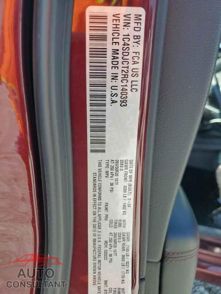 DODGE DURANGO 2024 - 1C4SDJCT2RC140393