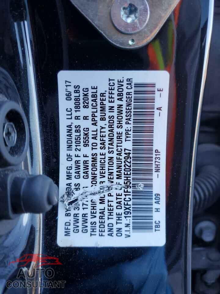 HONDA CIVIC 2017 - 19XFC1F95HE022947