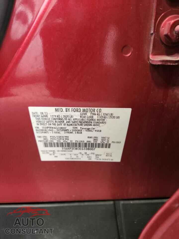 FORD TAURUS 2012 - 1FAHP2EW3CG108007