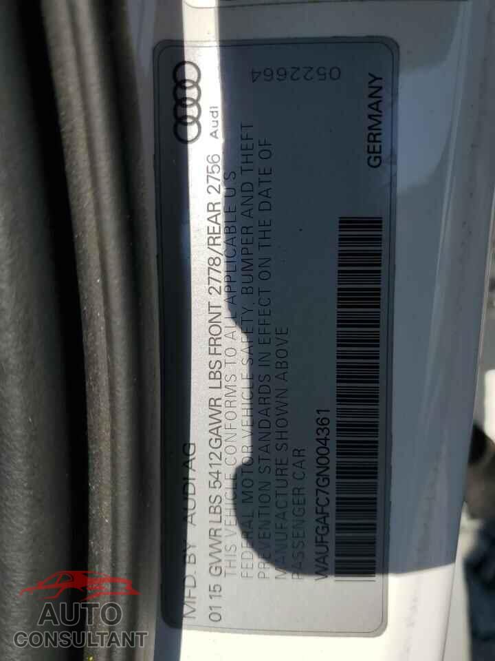 AUDI A6 2016 - WAUFGAFC7GN004361