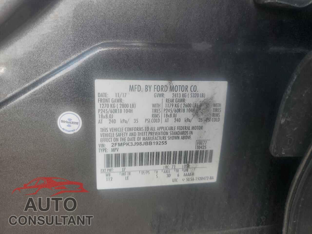 FORD EDGE 2018 - 2FMPK3J98JBB19255