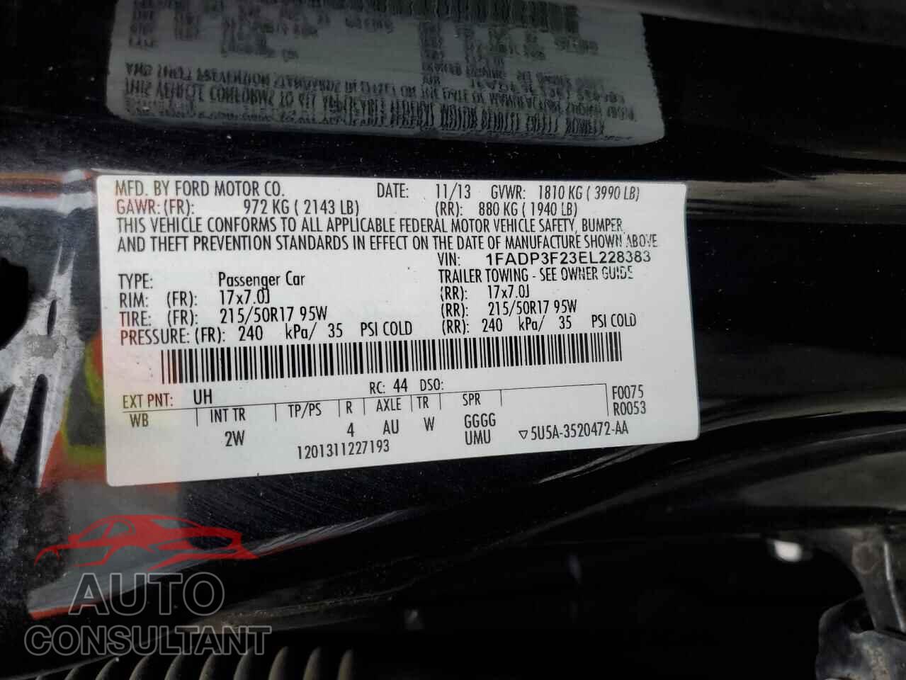 FORD FOCUS 2014 - 1FADP3F23EL228383