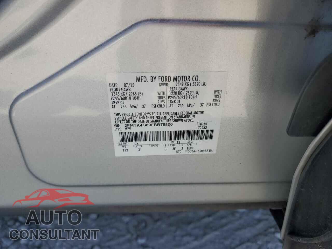 FORD EDGE 2015 - 2FMTK4G89FBB75800