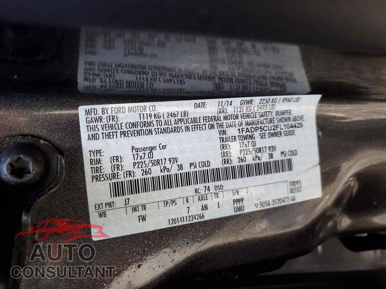 FORD CMAX 2015 - 1FADP5CU2FL104429