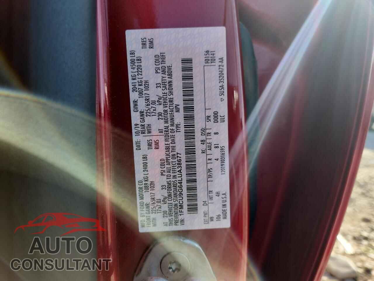 FORD ESCAPE 2020 - 1FMCU9G64LUA38677