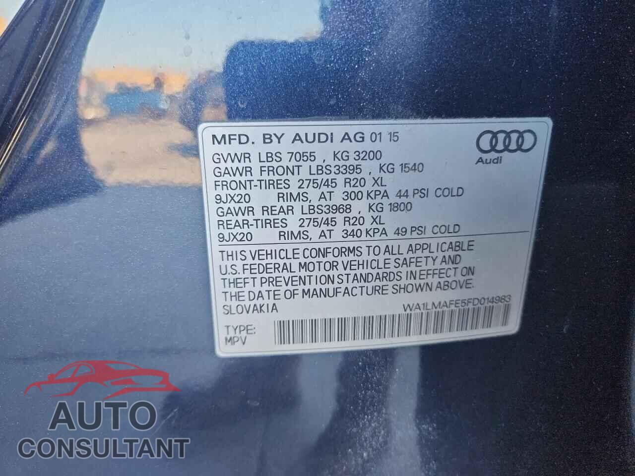 AUDI Q7 2015 - WA1LMAFE5FD014983