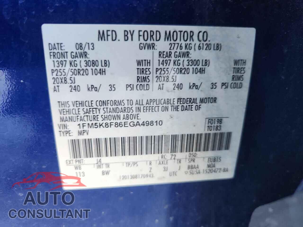 FORD EXPLORER 2014 - 1FM5K8F86EGA49810