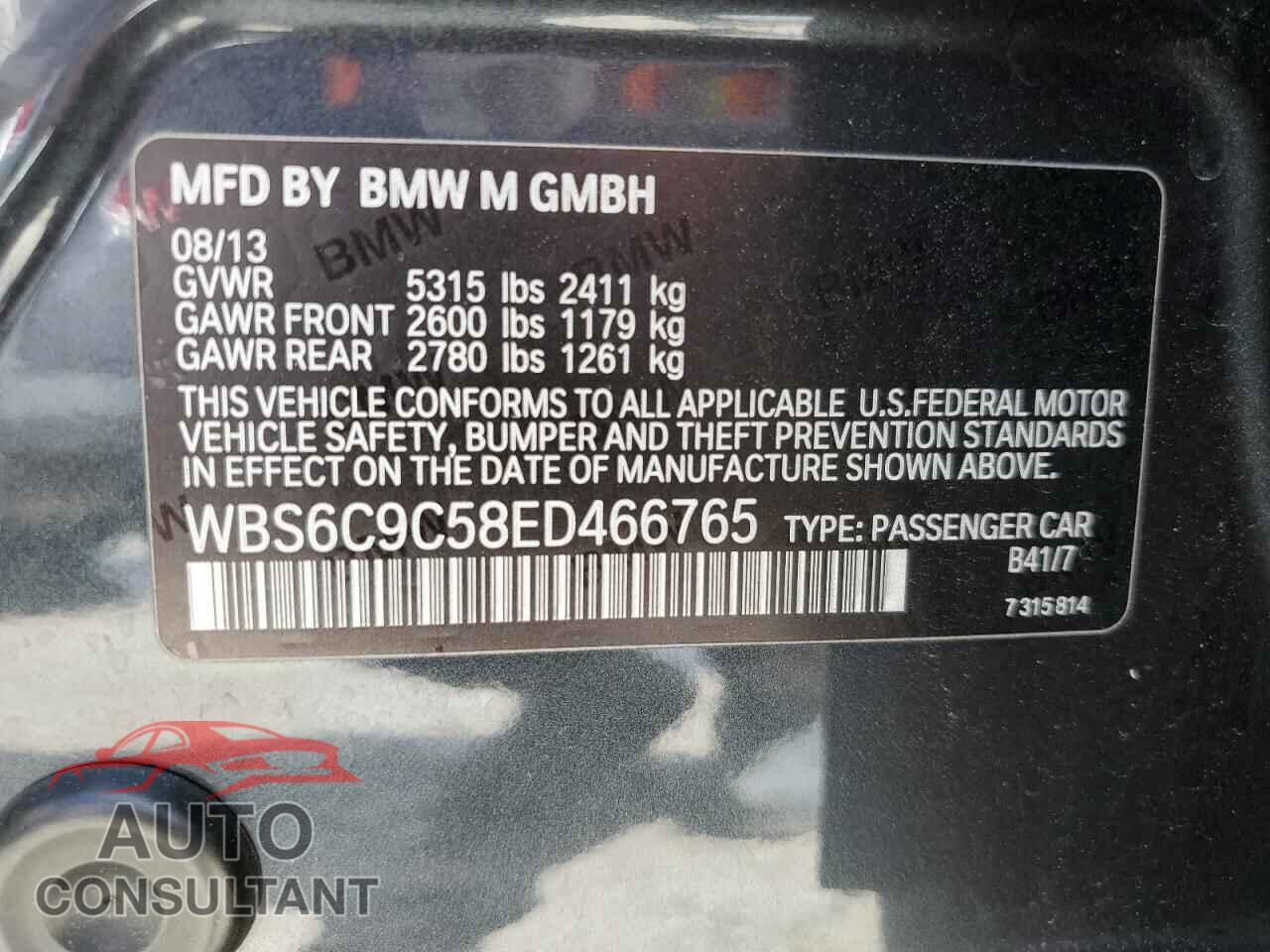 BMW M6 2014 - WBS6C9C58ED466765